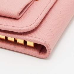 Prada Pink Saffiano Leather Key Case Holder