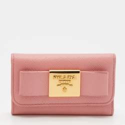 Prada Pink Saffiano Leather Key Case Holder