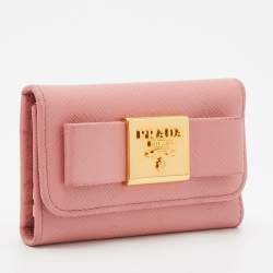 Prada Pink Saffiano Leather Key Case Holder