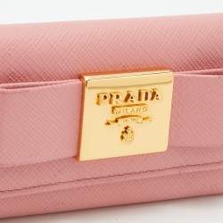 Prada Pink Saffiano Leather Key Case Holder