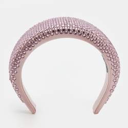 Prada Pink Crystal Embellished Satin Headband