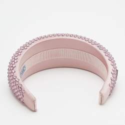 Prada Pink Crystal Embellished Satin Headband