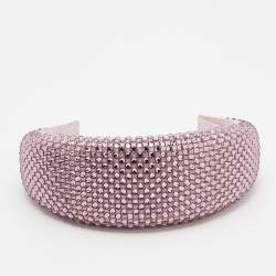 Prada Pink Crystal Embellished Satin Headband