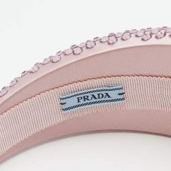 Prada Pink Crystal Embellished Satin Headband