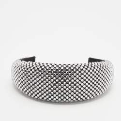 Prada Black Crystal Embellished Satin Headband