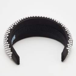 Prada Black Crystal Embellished Satin Headband