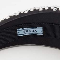 Prada Black Crystal Embellished Satin Headband