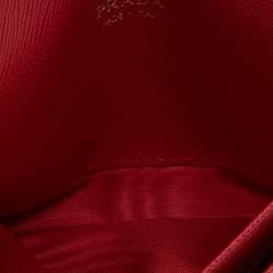 Prada Red Saffiano Leather Passport Cover 