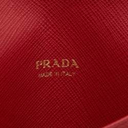 Prada Red Saffiano Leather Passport Cover 