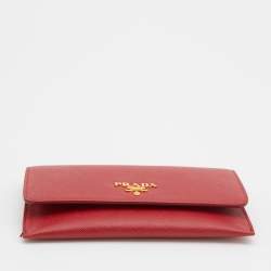 Prada Red Saffiano Leather Passport Cover 