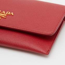 Prada Red Saffiano Leather Passport Cover 
