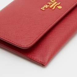 Prada Red Saffiano Leather Passport Cover 