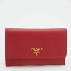 Prada Red Saffiano Leather Passport Cover 
