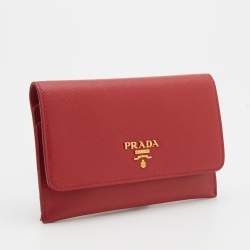 Prada Red Saffiano Leather Passport Cover 