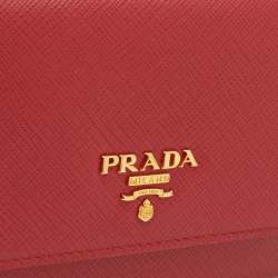 Prada Red Saffiano Leather Passport Cover 