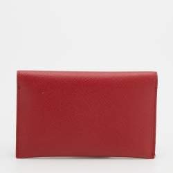 Prada Red Saffiano Leather Passport Cover 
