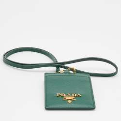 Prada Green Saffiano Leather Badge Holder