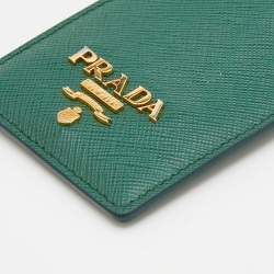 Prada Green Saffiano Leather Badge Holder