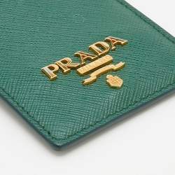Prada Green Saffiano Leather Badge Holder