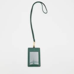 Prada Green Saffiano Leather Badge Holder