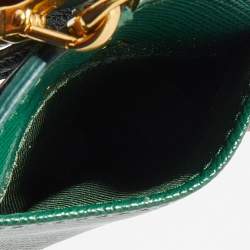 Prada Green Saffiano Leather Badge Holder