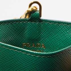 Prada Green Saffiano Leather Badge Holder