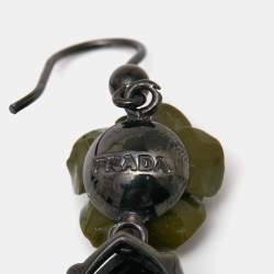Prada Sterling Silver Rose Crystal Drop Earrings