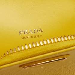 Pre Owned Prada Yellow Saffiano Lux Leather Phone Crossbody Bag
