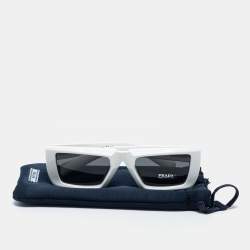 Prada White/ Slate Grey SPR24Y Rectangular Runway Sunglasses