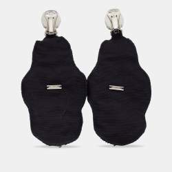 Pre Owned Prada Black Crystal Embellished Fabric Clip On Earrings