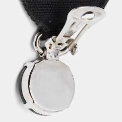 Pre Owned Prada Black Crystal Embellished Fabric Clip On Earrings