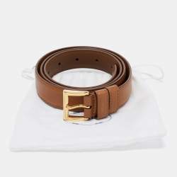 Prada Brown Saffiano Leather Slim Belt 85CM