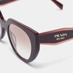 Prada Garnet / Brown Gradient  SPR 14W Cat Eye Sunglasses