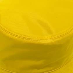 Pre Owned Prada Yellow Nylon Logo Plaque Detail Bucket Hat S