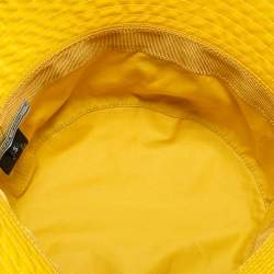 Pre Owned Prada Yellow Nylon Logo Plaque Detail Bucket Hat S