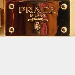 Pre Owned Prada Green Ostrich Leather Gold Tone Bracelet