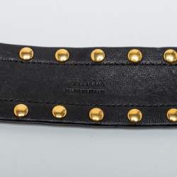 Pre Owned Prada Black Studded Leather Buckle Belt 85CM