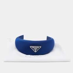 Prada Bluette Nylon Enameled Logo Wide Headband