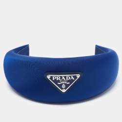 Prada Bluette Nylon Enameled Logo Wide Headband