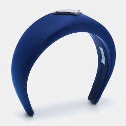 Prada Bluette Nylon Enameled Logo Wide Headband