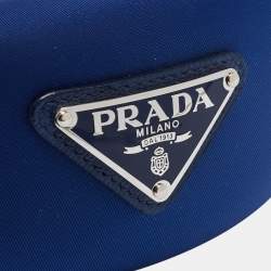 Prada Bluette Nylon Enameled Logo Wide Headband