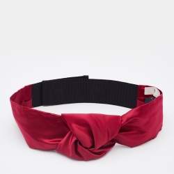 Prada Burgundy Silk Knotted Elasticized Waist Belt S