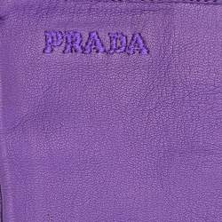 Pre Owned Prada Purple Leather Elbow Length Gloves Size 8