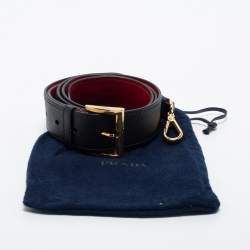 Pre Owned Prada Black Saffiano Leather Bag Shoulder Strap