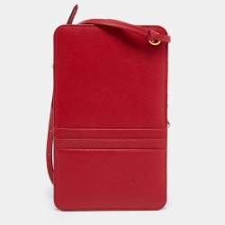 Prada Red Saffiano Lux Leather Smartphone Case