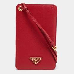 Prada Red Saffiano Lux Leather Smartphone Case