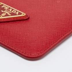 Prada Red Saffiano Lux Leather Smartphone Case