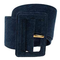 Prada Blue Denim Wide Belt 75 CM