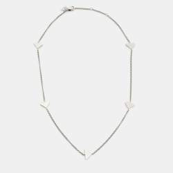 Prada Sterling Silver Enamel Triangle Station Necklace