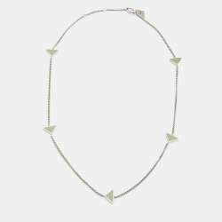 Prada Sterling Silver Enamel Triangle Station Necklace